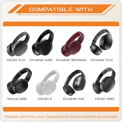 Replacement Ear Pads for Skullcandy Crusher Wireless, Crusher EVO, Crusher ANC, Hesh3, HeshEVO, HeshANC, Venue ANC Headphones, Earpads Ear Cushions Ear Cups Cover Repair Parts (WF Black) - color: WF Black