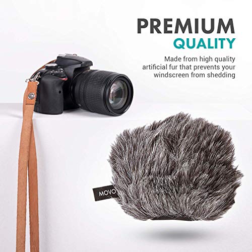 Movo WS-G9 Furry Outdoor Microphone Windscreen Muff, Dark Gray | Portable Digital Recorders up to 3" X 1.5" (W x D), Fits Zoom H4n, H4n PRO, H5, H6, Fits Tascam DR-40, DR-05, DR-07