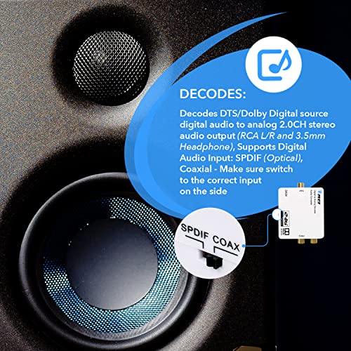 OREI Digital to Analog Audio Decoder by OREI, Convert & Decode Dolby Digital Audio SPDIF/Coaxial 5.1-Channel Input to RCA L/R/3.5mm Headphone Output Converter (DA34)