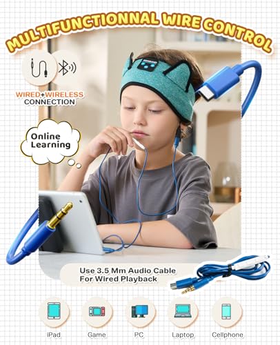 KIDSBAND Kids Headphones for Plane, Wireless Headband Adjustable, Does Not Press The Ears, Convenient for Long-Time Use, Headphones for Boys,Girls,Sleeping,School,Air Travel,Smartphones,Tablet - color: Green