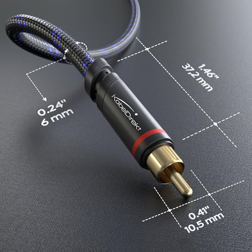 KabelDirekt – RCA Cable – 6ft – 2×2, Braided | Coaxial, subwoofer/amp/HiFi/home cinema/Blu-ray, analog & digital - color: Nylon Braiding, size: 6 feet