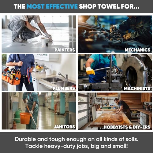 Microfiber Wholesale Microfiber Shop Towels | MWipes Reusable Red Shop Rags | 50 Rags in a Box | Super Absorbent, Machine Washable Hundreds of Times | Automotive, Paint, Industrial, Detailing - color: Red