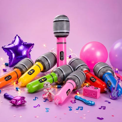 30 Pcs Inflatable Microphones for Kids & Adults, Karaoke Party Favors - color: Bright Color