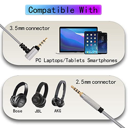 FAAEAL Replacement Audio Cable Aux Cord 3.5mm to 2.5mm Wire Compatible with Bose QC45 QC35II QC25 SoundTrue Soundlink On-Ear2 OE2 OE2i JBL 710BT 660NC Headphone for Musician Audiophile 6.5ft w/mic - size: 6.5ft w/mic