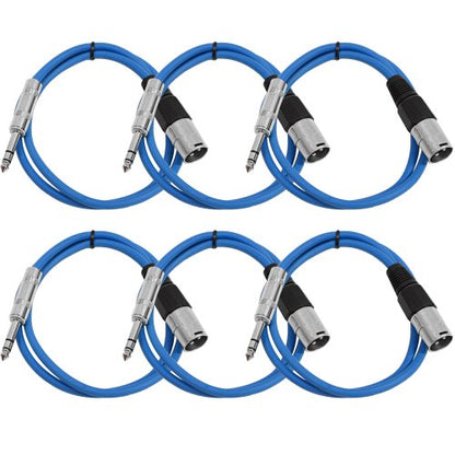 Seismic Audio SATRXL-M3Blue6 3-Feet XLR Male to 1/4-Inch TRS Patch Cables - Blue - color: Blue, size: 3 Foot