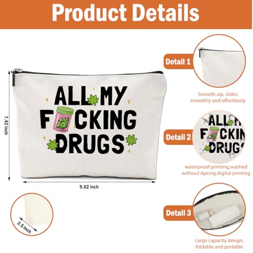 2 PCs Weed Gifts Funny Gifts Makeup Bag Marijuana Gifts Cosmetic Bag - color: Multicolor 0005