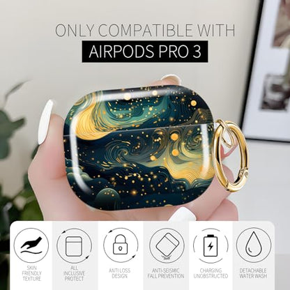 for AirPods Pro 3 Case (2025), Cute Cover Compatible with AirPod Pro 3rd Generation Shell with Rose Gold Keychain Earbuds Case for Women（Starry Sky Clouds） - color: starry sky clouds