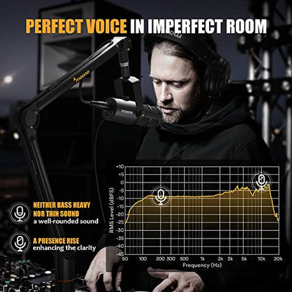 MAONO AU-A04H Microphone and Studio Headphone with PD400X Dynamic Microphone Bundle for Podcast, Studio, YouTube, Live Streaming, Voice-Over