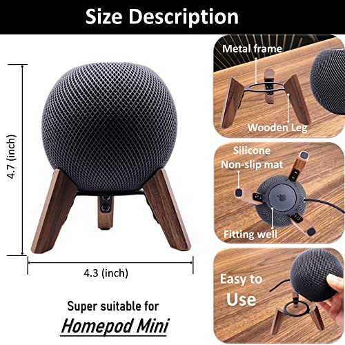 Real Wood Stand for Homepod mini(2020 Released), Wooden Holder Tripod with Metal Frame,Safe Stable Mount with Anti-Slip Silicone pad Protects Home pod mini Speaker Well (Color:Walnut) | Wooden Holder Tripod with Metal Frame,Safe Stable Mount with Anti-Sli