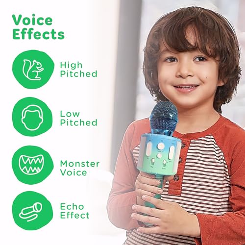 Move2Play, Kids Karaoke Microphone | Includes Pre-Loaded Songs & Bluetooth | Kids Birthday Party Gift | Toy for All Ages 2, 3, 4, 5, 6+ Year Old Girls, Boys & Toddlers - color: Green/Blue