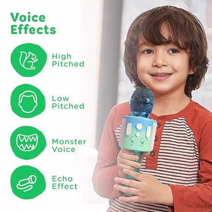 Move2Play, Kids Karaoke Microphone | Includes Pre-Loaded Songs & Bluetooth | Kids Birthday Party Gift | Toy for All Ages 2, 3, 4, 5, 6+ Year Old Girls, Boys & Toddlers - color: Green/Blue