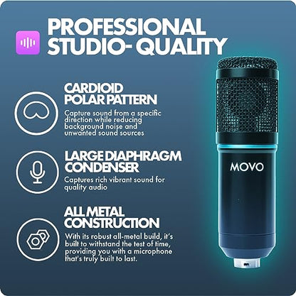Movo PodPak2A 2-Pack Universal Cardioid Condenser Microphone Kit with Articulating Scissor Arm Mic Stand, Shock Mount, and Gooseneck Pop Filter - Podcast Equipment Set for YouTube, Podcast, Streaming - style: 2 Pack