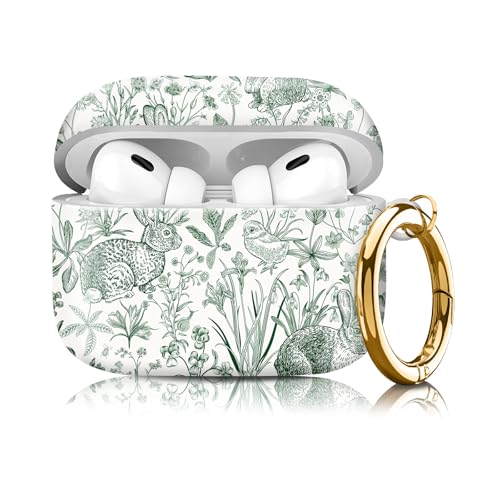 Compatible with Airpod pro 2nd/1st Generation Case Cover with Gold Round Keychain Cute Pattern Hard & Anti Slip Cover for Men Women & Girls（Funny Bunny） - color: Funny bunny
