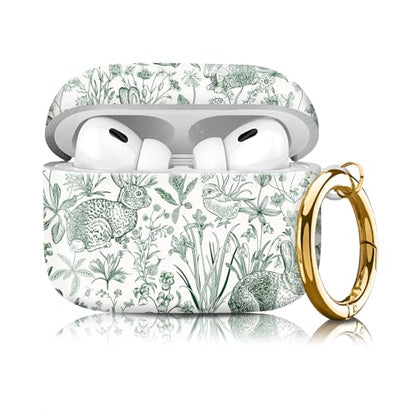 Compatible with Airpod pro 2nd/1st Generation Case Cover with Gold Round Keychain Cute Pattern Hard & Anti Slip Cover for Men Women & Girls（Funny Bunny） - color: Funny bunny