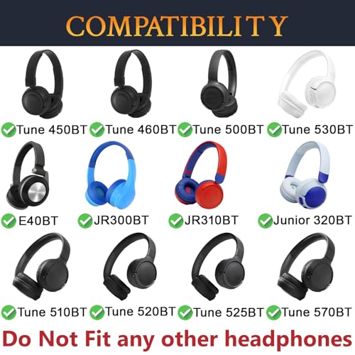 SOULWIT Earpads Replacement for JBL Tune 450BT/Tune 460BT/Tune 500BT/Tune 510BT/Tune 520BT/Tune 530BT/JR 300BT/JR 310BT/E40BT/Junior 320BT, Ear Pads Cushions with Soft Protein Leather - Pink - color: Pink