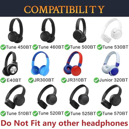 SOULWIT Earpads Replacement for JBL Tune 450BT/Tune 460BT/Tune 500BT/Tune 510BT/Tune 520BT/Tune 530BT/JR 300BT/JR 310BT/E40BT/Junior 320BT, Ear Pads Cushions with Soft Protein Leather - White - color: White