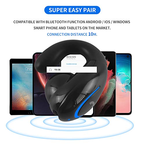 Bluetooth Headset, Sunffice Single Ear BT5.0 Ultralight Wireless Headphone Cell Phone Earpiece Ear Clip with Mic, Noise Canceling Handsfree Driving Earbud for iPhone, Android,Samsung Smartphone(Black) - color: Black