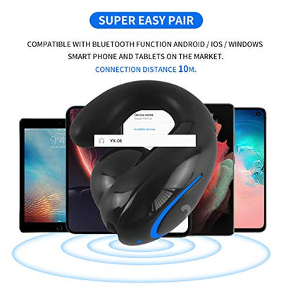 Bluetooth Headset, Sunffice Single Ear BT5.0 Ultralight Wireless Headphone Cell Phone Earpiece Ear Clip with Mic, Noise Canceling Handsfree Driving Earbud for iPhone, Android,Samsung Smartphone(Black) - color: Black