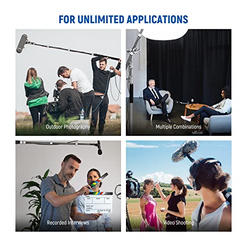 NEEWER Upgraded Microphone Boom Pole, 9.8ft/300cm Telescopic Carbon Fiber Mic Boom Arm with 5 Sections, 1/4” 3/8” 5/8” Screw Adapters, Cable Straps, Shoulder Strap & Storage Bag, MS-300C - style: MS-300C
