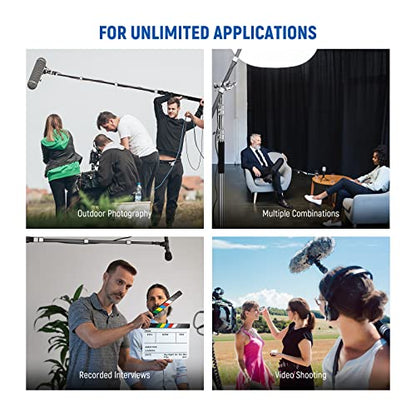 NEEWER Upgraded Microphone Boom Pole, 9.8ft/300cm Telescopic Carbon Fiber Mic Boom Arm with 5 Sections, 1/4” 3/8” 5/8” Screw Adapters, Cable Straps, Shoulder Strap & Storage Bag, MS-300C - style: MS-300C