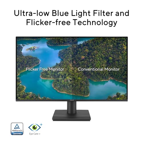 ASUS 24” (23.8-inch viewable) 1080P VA249HG Eye Care Monitor – IPS, Full HD, 99% sRGB, Frameless, 120Hz, Adaptive-Sync, 1ms, HDMI, VGA, Low Blue Light, Flicker Free, Wall Mountable, 3 yr Warranty - style: 24" 120Hz 99% sRGB