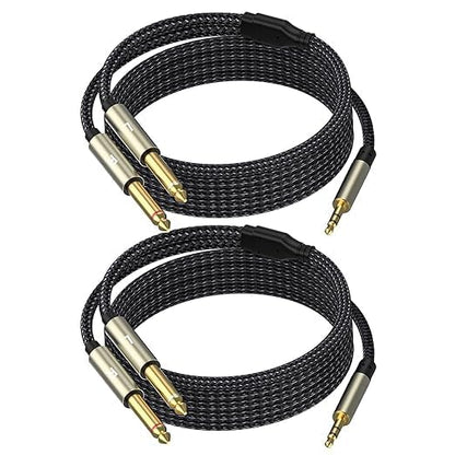 3.5mm Stereo Cable, Audio Cord, 3.3FT, 2Pack, 1/8 TRS to Dual 1/4 TS Mono, Y Splitter Stereo Cord Adapter Compatible with iPhone, PC, CD, Speaker, Home StereoSystem - size: 3.3 FT - 2pack, style: 3.5mm (1/8") TRS to Dual 6.35mm (1/4") TS Mono