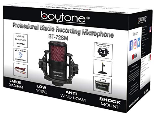 Boytone, Professional Cardioid Studio Recording Mic 25mm Diaphragm USB Microphone Streaming Vocal Recording, Podcasting Condenser Microphone for PC and Mac, Quality Sound (BT-72SM)