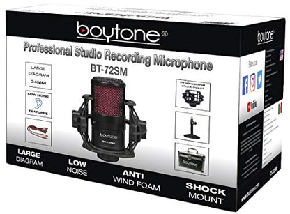 Boytone, Professional Cardioid Studio Recording Mic 25mm Diaphragm USB Microphone Streaming Vocal Recording, Podcasting Condenser Microphone for PC and Mac, Quality Sound (BT-72SM)