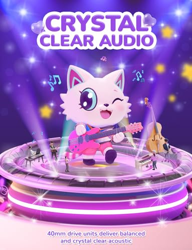 iClever Kids Bluetooth Headphones for Girls, LED Cat Ear Travel Gift | SafeSound Tech3.0, 60H Playtime, Bluetooth 5.3, USB C Charging, AUX Cable, Toddler Kids Headphones Wireless for Tablet PC - color: Peach Pink-Wireless