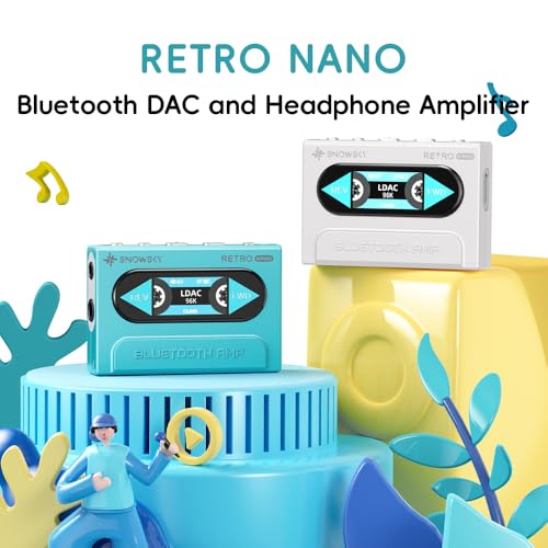 FiiO/Snowsky Retro Nano Bluetooth USB DAC AMP with LDAC, aptX Adaptive, aptX LL (3.5mm Unbalanced & 4.4mm Balanced Output) (Blue) - color: Blue