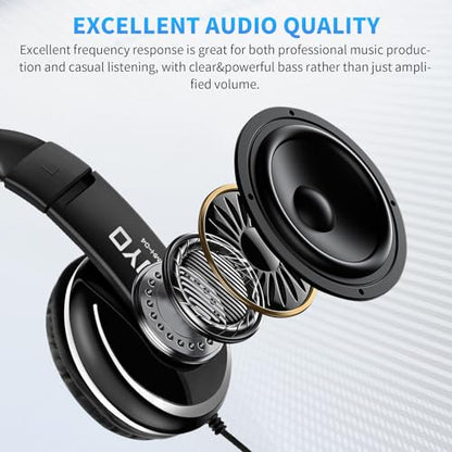 JOYO Over Ear Headphones Wired Studio Headphones with 1/4 to 3.5mm Jack for Guitar Amplifier Keyboard Recording Podcast DJ Laptop Computer (JMH-04)