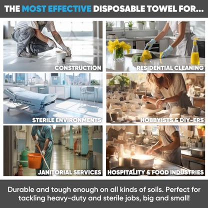 Mwipes Lint Free Cloth - 12" x 12" 500 Pack, Highly Absorbent Disposable Microfiber Wholesale Cleaning Cloths for Industrial, Medical, Staining, Cast Iron, Woodworking, Makeup, Nail Polish - style: 12x12 – Pack of 500