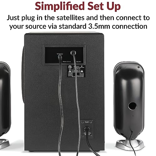 Cyber Acoustics CA-3810 2.1 Multimedia Speaker System with 80W Subwoofer | Powerful 2.1 PC Speaker System with Subwoofer, 80W Power, Desktop Control Pod, Adjustable Bass, for Music, Movies, and Gaming - size: 2.1 80W