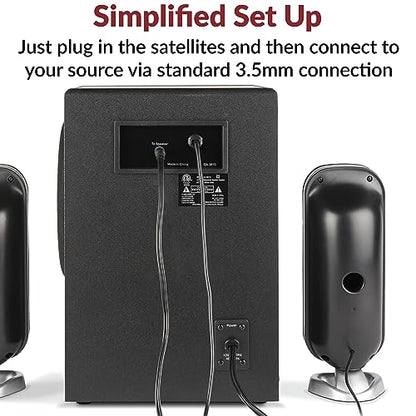 Cyber Acoustics CA-3810 2.1 Multimedia Speaker System with 80W Subwoofer | Powerful 2.1 PC Speaker System with Subwoofer, 80W Power, Desktop Control Pod, Adjustable Bass, for Music, Movies, and Gaming - size: 2.1 80W