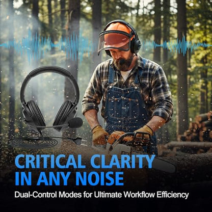 WODASEN Over Ear Walkie Talkie Headset with Boom Mic VOX PTT Noise Cancelling Overhead for Midland GXT 1000 1000g X-tra X-Talker XT CXT LXT GXT1000VP4 1050VP4 LXT600pa T51R GMRS FRS Radio (Double-Ear)