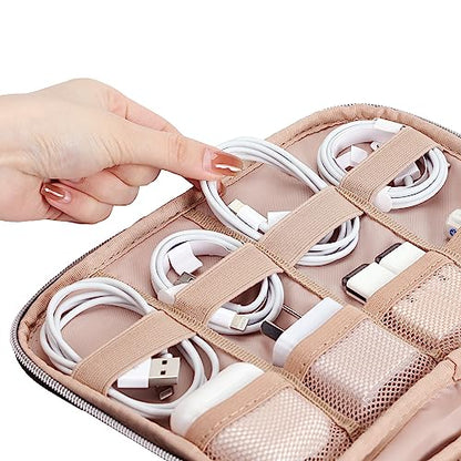 BELALIFE 휴대용 여행용 케이블 정리함 가방 | 코드, 충전기, 휴대폰, 이어폰, 하드 드라이브, USB, SD 카드 및 전자 액세서리용 테크 보관 가방, 핑크 - color: 핑크