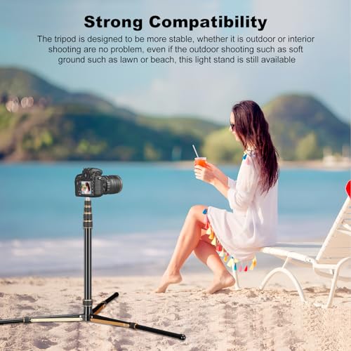 Soonpho Extendable Photography Light Stand 8.5ft Aluminium Alloy Tripod Light Photography with 180° Reversible Leg Travel Compact Tripod Maximum Height 102"/260cm for Continute Output Lighting - color: Black-Orange