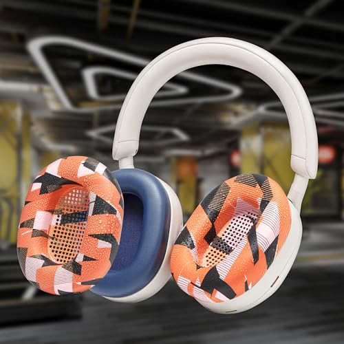 WC SweatZ XM5 - Patented Earpad Sweat Covers for Sony WH1000XM5 by Wicked Cushions | Full 360 Earpad Protection | Sweatproof & Easily Washable | Orange Prism - color: Orange Prism