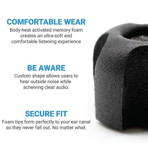 Comply Aware Pro SmartCore Memory Foam Replacement IEM Ear Tips, Black - size: Large, style: Vented