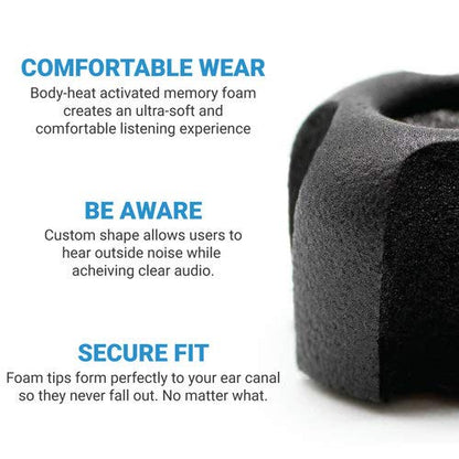 Comply Aware Pro SmartCore Memory Foam Replacement IEM Ear Tips, Black - size: Large, style: Vented