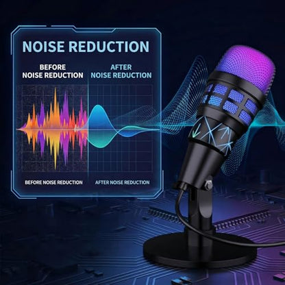 USB Condenser Microphone for PC Gaming & Podcast, with RGB Indicator, Shock Mount & Gain Control – Used for Streaming, PS4/PS5 & YouTube