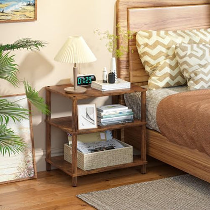 LELELINKY 3-Tier AV Media Player Stand Set of 2, Brown Stereo Cabinet, Wooden TV Stand,Game Console Shelf, Multifunctional Entertainment Center, Suitable for Home, Conference Room, Game Studio - color: Brown, size: 3 Tier