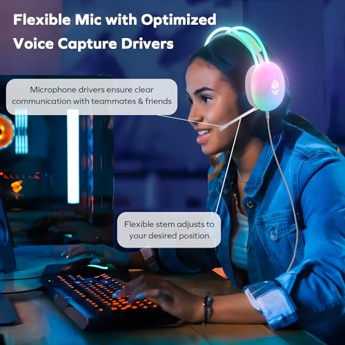 GAME PUNK Nova Light RGB Gaming Headset with Mic – Wired Over-Ear Headphones for PC, Xbox Series X/S, PS5/PS4, Nintendo Switch – USB-A & 3.5mm, Passive Noise Cancelling