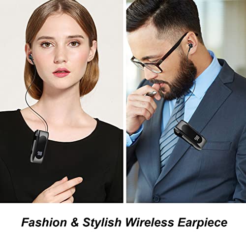 Retractable Wireless Headset Headphone Stereo Earphone V5.0 Noise Cancelling Mic Clip on Earpiece Comfortable HandsFree Headset 20Hrs Talking Time Sports Business Trucker Driver Earbud - color: Iron Black