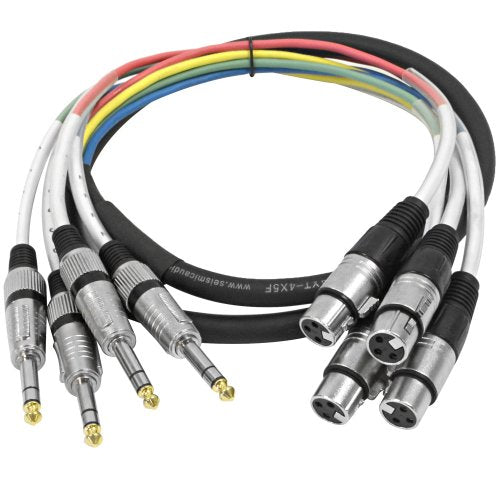 Seismic Audio - SAXT-4x5F - 4 Channel 1/4" TRS to XLR Female Snake Cable - 5 Feet Long - Serviceable Ends - Pro Audio Effects Snake for Live Live, Recording, Studios, and Gigs - Patch, Amp, Mixer, - size: 5 Foot - 4 Channel