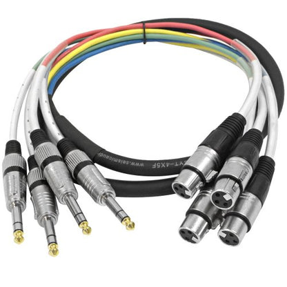 Seismic Audio - SAXT-4x5F - 4 Channel 1/4" TRS to XLR Female Snake Cable - 5 Feet Long - Serviceable Ends - Pro Audio Effects Snake for Live Live, Recording, Studios, and Gigs - Patch, Amp, Mixer, - size: 5 Foot - 4 Channel