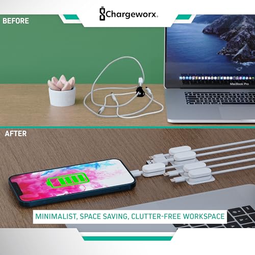Magnetic Cable Clips, 10-Pack Adhesive Cord Organizer for Nightstand, White | Magnetic Cable Holder for Desk, Wall & Car, Cable Management Clips for USB-C, Lightning, HDMI & Charging Cables