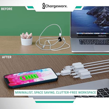 Magnetic Cable Clips, 10-Pack Adhesive Cord Organizer for Nightstand, White | Magnetic Cable Holder for Desk, Wall & Car, Cable Management Clips for USB-C, Lightning, HDMI & Charging Cables