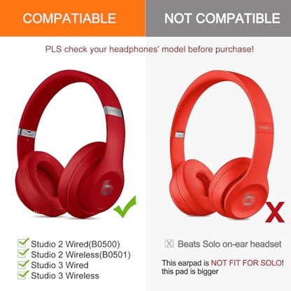 GEVO Ear Pads Replacement for Beats Studio 2 & 3 Headphones Earpad Cushions - color: Red