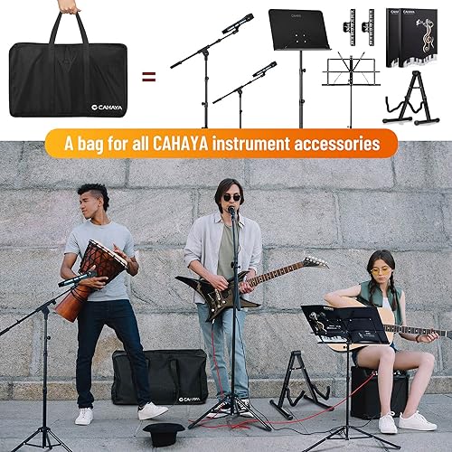CAHAYA Music Stand Carrying Bag High Capacity Universal Carrying Case Portable for Solid Sheet Music Stand Microphone Stand Speaker Guitar Stand CY0323 | Suitable for Solid Sheet Music Stand Microphone Stand Speaker Guitar Stand